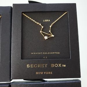 Libra Zodiac Necklace 4k Gold Dipped Cz 